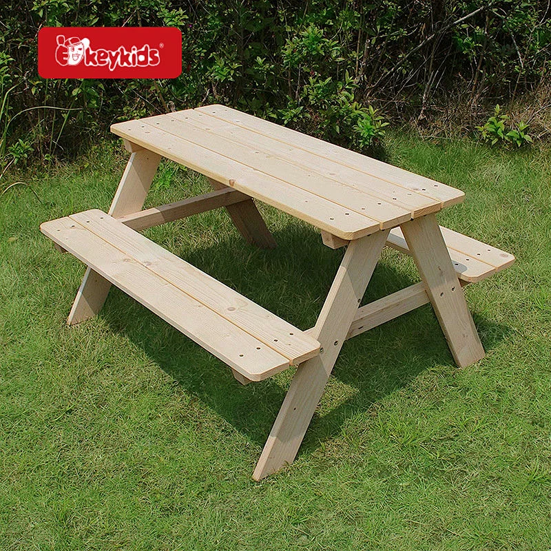 Kids Outdoor Garden and Backyard Wooden Picnic Table with Attached Benches W01D307